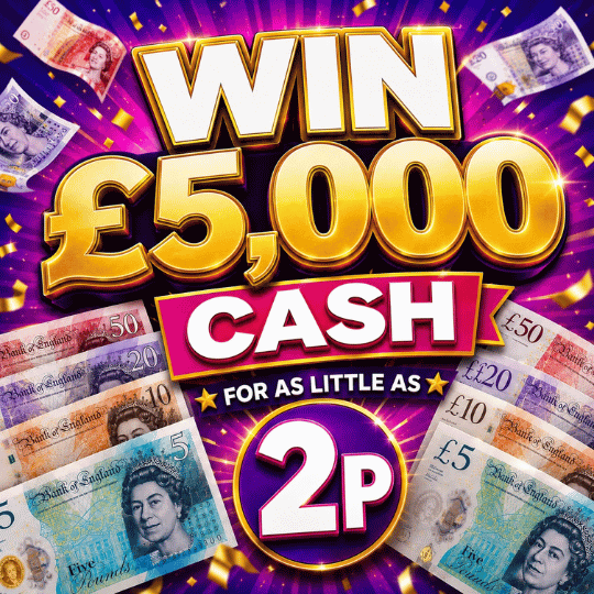 WIN £5.000 FOR AS LITTLE AS 2p