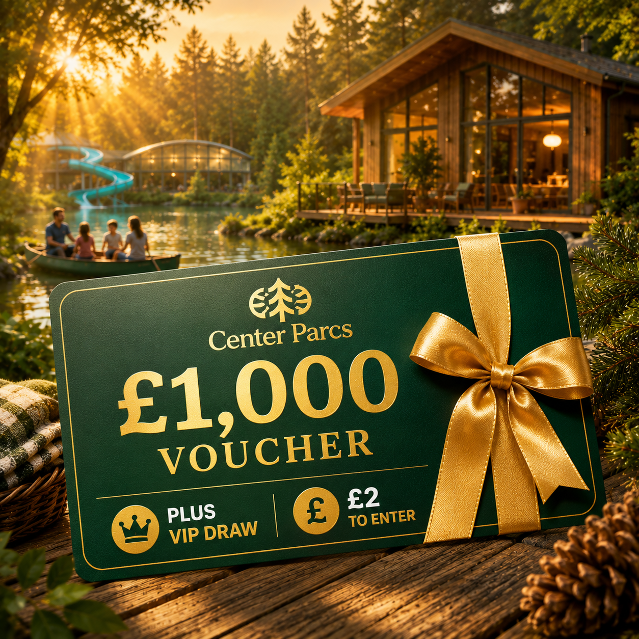 £1,000 CENTER PARCS VOUCHER PLUS 20 PERSON VIP DRAW