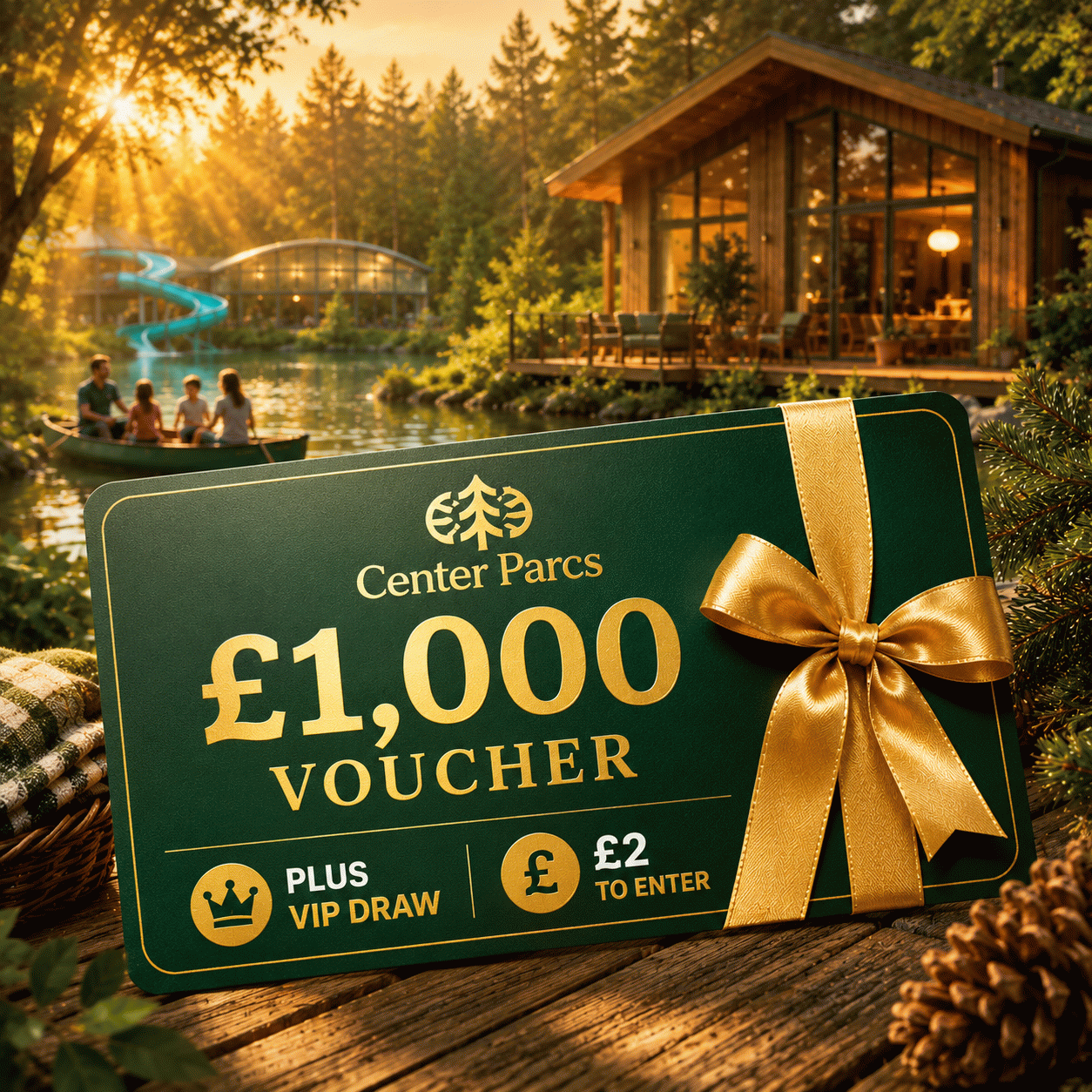 £1,000 CENTER PARCS VOUCHER PLUS 20 PERSON VIP DRAW