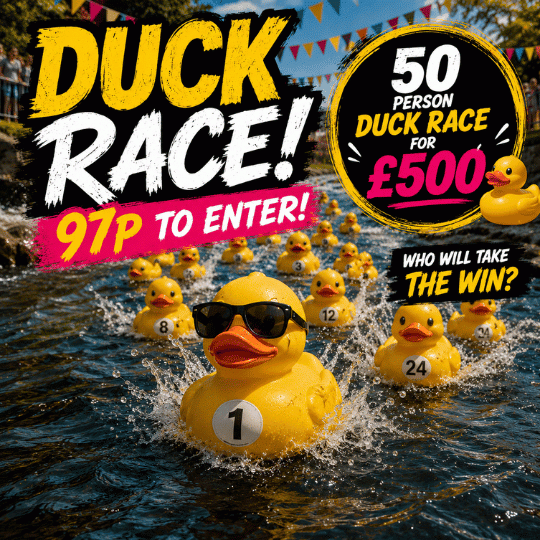 DUCK RACE, 50 PERSON £500 DRAW