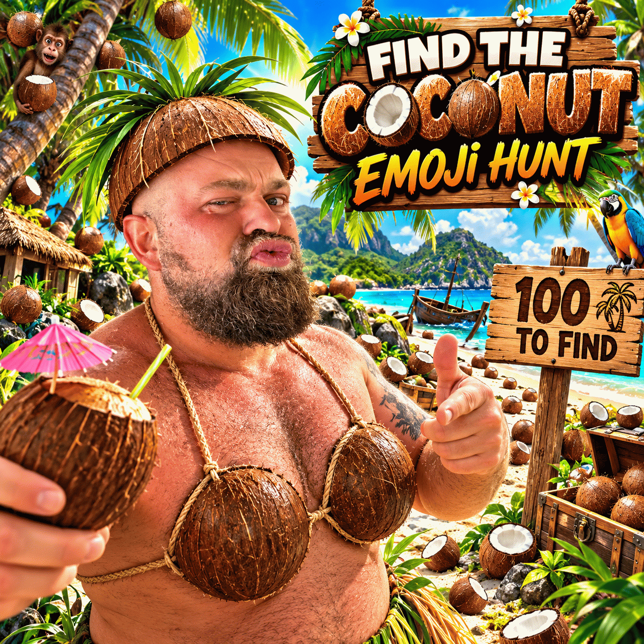 FIND JAMES'S COCONUTS - £300 100 PERSON EMOJI HUNT