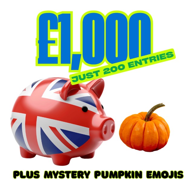 WOW - WIN £1,000 WITH JUST 200 MAX ENTRIES - PLUS MYSTERY PUMPKIN EMOJIS READY FOR HALLOWEEN