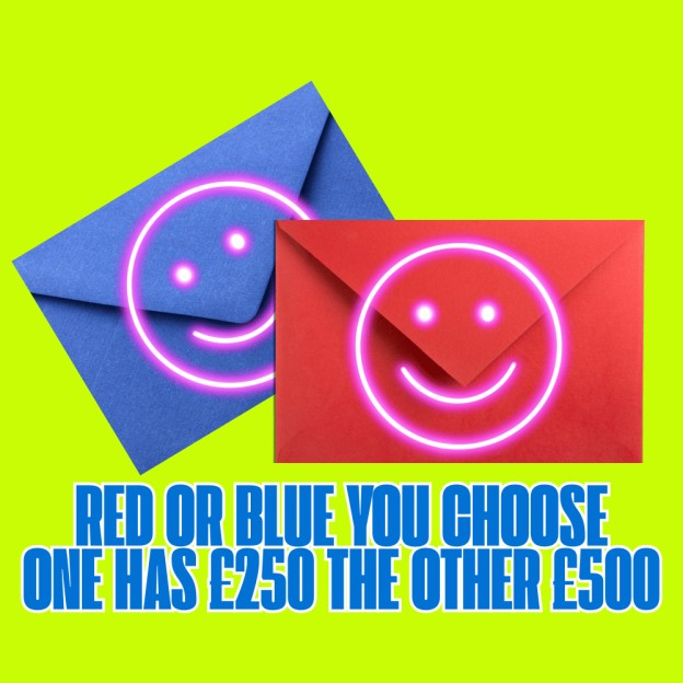 RED OR BLUE YOU CHOOSE CASH PRIZES