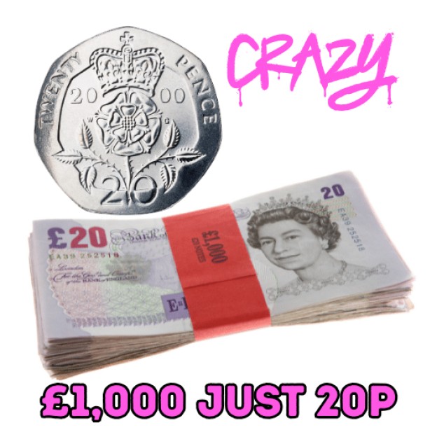WIN A GRAND FOR AS LITTLE AS 20p