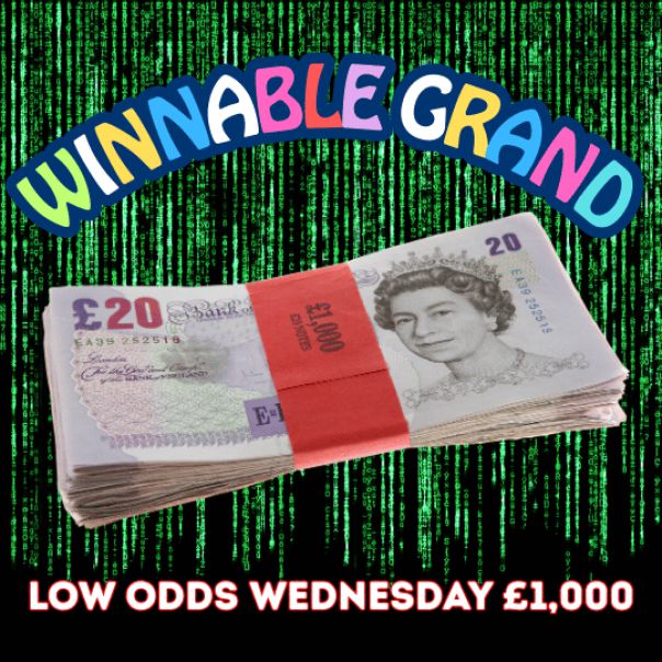 WINNABLE £1,000 LOW ODDS CASH DRAW