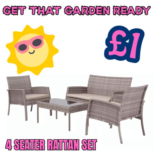 Lucia 4 Seater Rattan Effect Garden Sofa