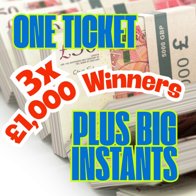 3x £1,000 CASH WINNERS + BIG £250 CASH INSTANTS