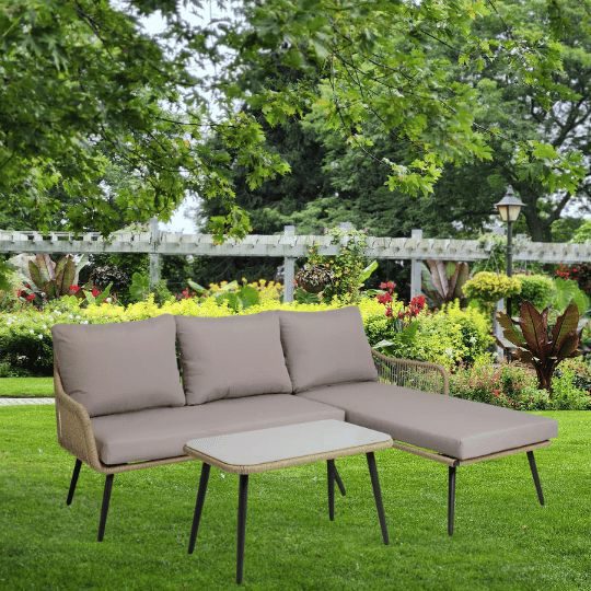 Malta 3 Seater Rattan Effect Garden Sofa Set image 2